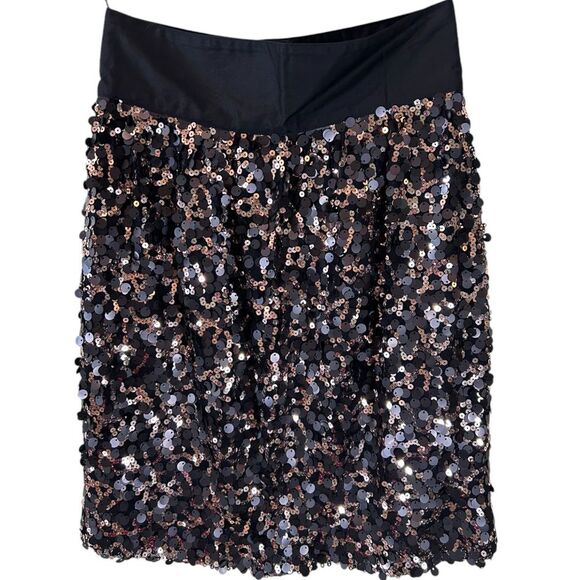 MM‎ Couture Black & Rose Gold Sequin Mini Skirt Party Cocktail Evening S - Picture 1 of 7